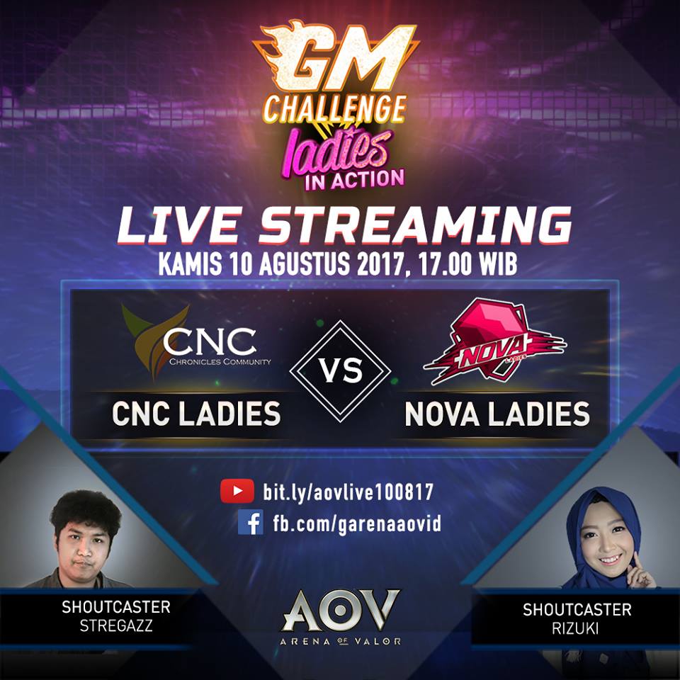 Dua Team Ladies dari CNC dan Nova Siap meramaikan GM Challenge AoV