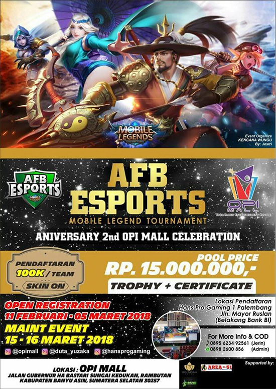 Tournament Mobile Legends AFB ESPORTS di OPI MALL Palembang