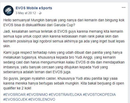 Evos Mobile eSport Team, Jaya di AoV, tersandung skin di Mobile Legends